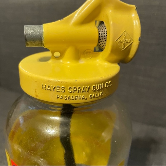 Vintage Ortho Spray-Ette 4 Glass Jar & Yellow Metal Sprayer Nozzle Hayes - Picture 6 of 6